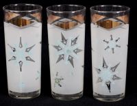 Libby Tom Collins Retro Mid Century Snowflake Frosted Tall Glasses Set of 3